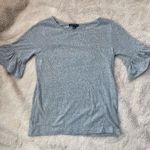 J. Crew Mercantile Women's XXS Grey Shirt with Ruffled Short Sleeves